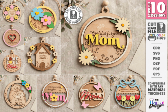 Mothers Day Ornaments Laser Cut 145170348 Creativo Digital